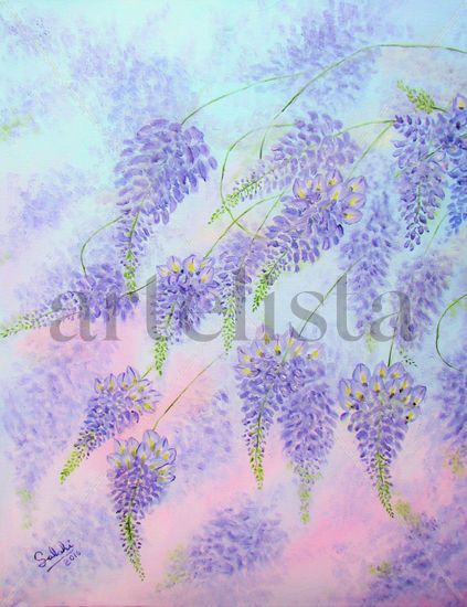 Glicinia. Oil Canvas Floral Painting