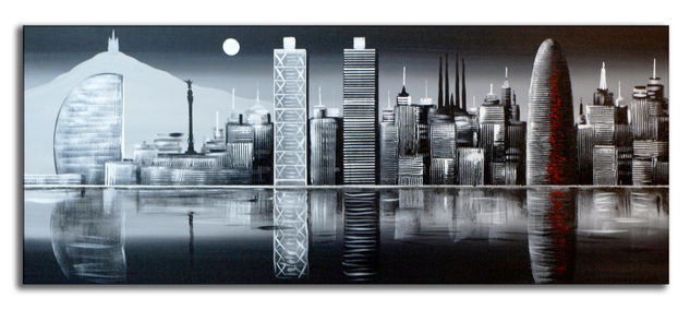 Barcelona Skyline Acrylic Canvas Landscaping