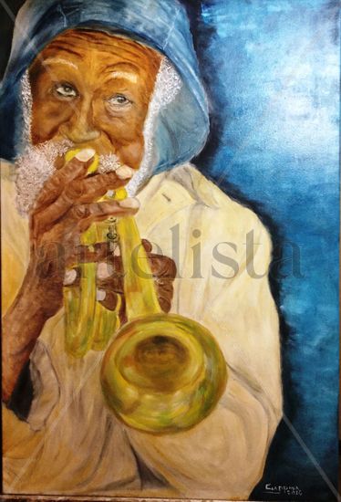 MUSICO DE JAZZ CALLEJERO Oil Canvas Figure Painting