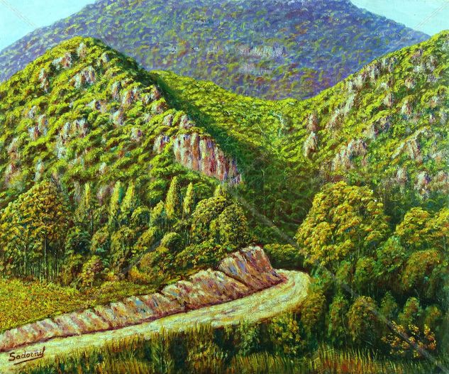 Camino entre montañas Oil Canvas Landscaping