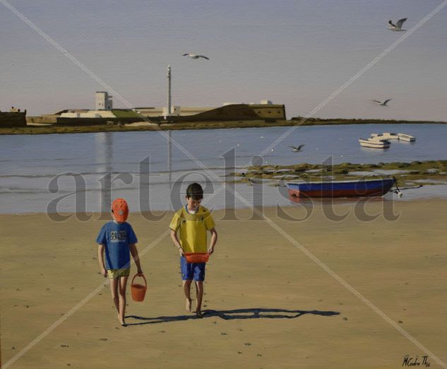 NIÑOS EN LA CALETA Oil Canvas Landscaping