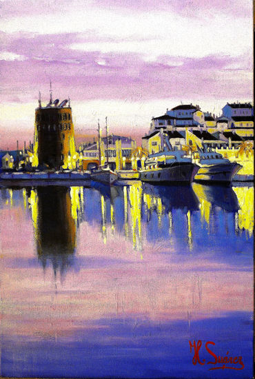 PUERTO BANUS.- REFLEJOS Oil Canvas Marine Painting