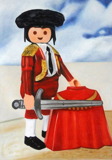 Playmobil torero Oil Canvas Portrait