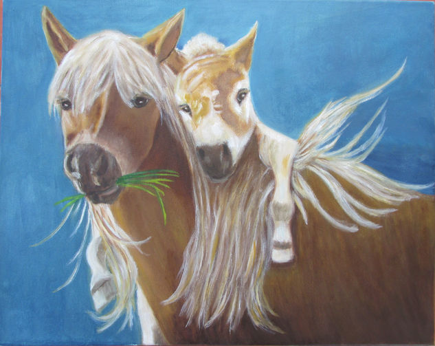 Yegua y potrillo. Oil Canvas Animals