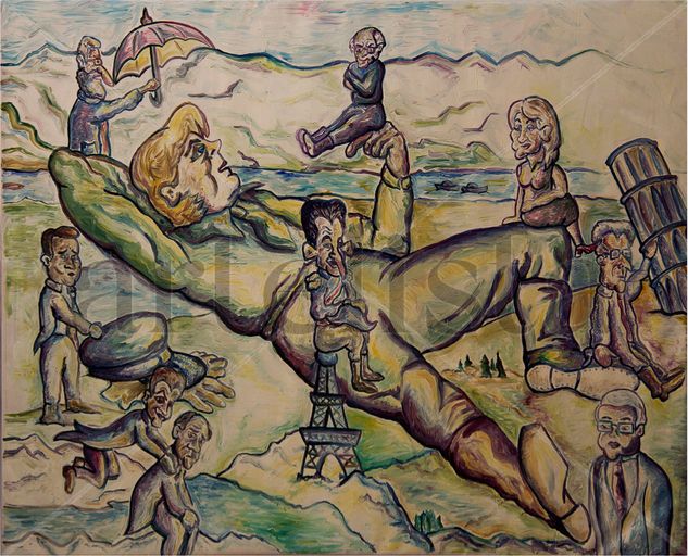 La nueva Europa. Gulliver y los enanos. Oil Canvas Others