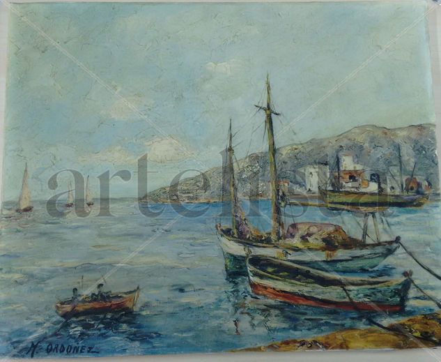 Puerto en verano Oil Canvas Marine Painting