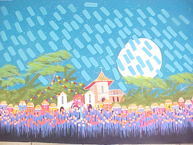 serie de fiesta de mi pueblo Acrylic Canvas Landscaping