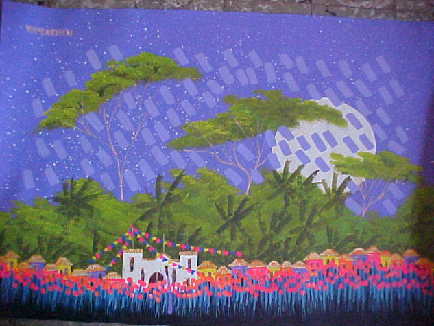 serie de fiesta de mi pueblo Acrylic Canvas Landscaping