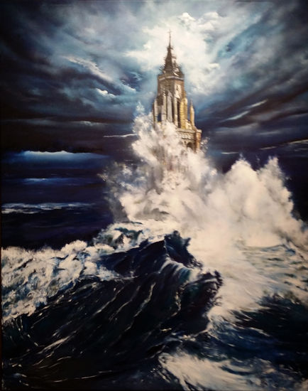 Rompiente sobre la Catedral Primada Oil Canvas Marine Painting