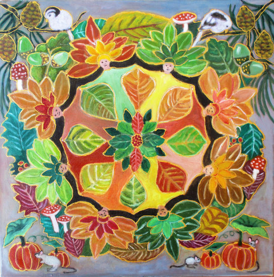 mandala de otoño Oil Canvas Floral Painting