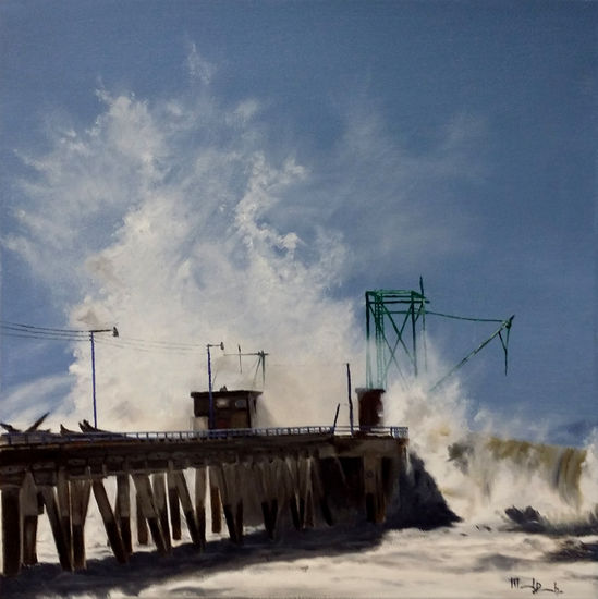 Rompiente sobre el muelle Oil Canvas Marine Painting