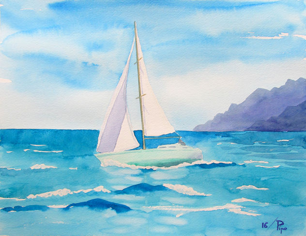 velero en azules