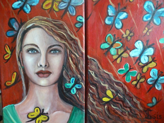 Mariposas de primavera Oil Canvas Figure Painting