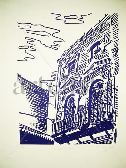 La casa de la esquina Linocut