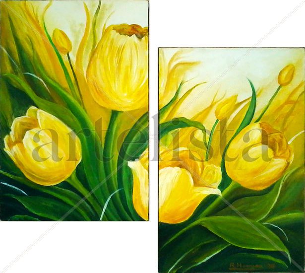 FLORES TULIPANES AL OLEO Oil Canvas Floral Painting