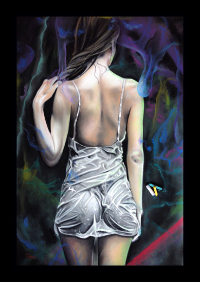 Mujer amazónica Pastel Paper Figure Painting