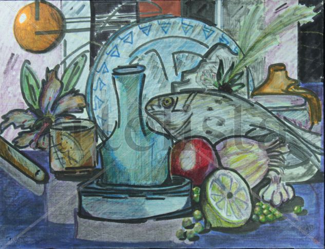 BODEGON ORIENTAL Mixed media Paper Still Life Paintings