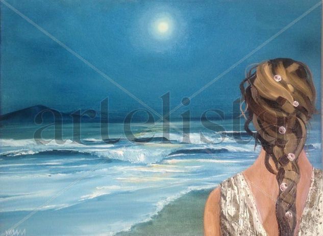 Mujer en la Playa Oil Canvas Marine Painting