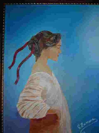 Cinta roja Acrylic Canvas Portrait