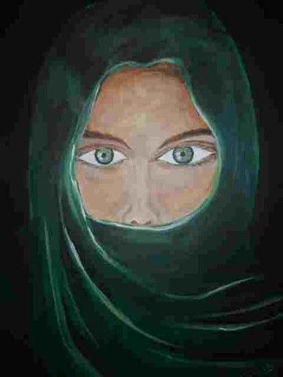 Manto y ojos verdes Acrylic Canvas Portrait