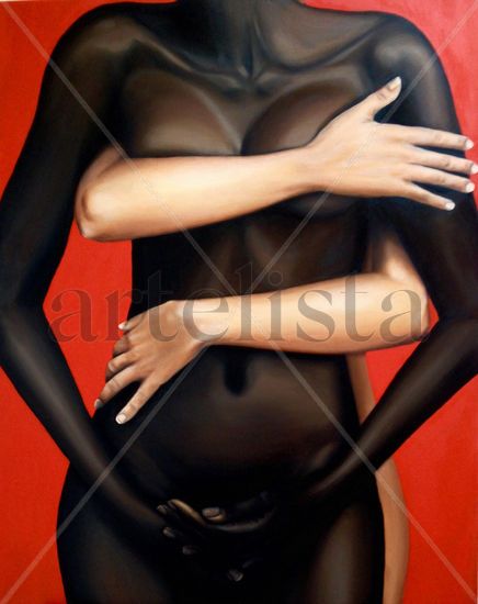 Línea Roja Oil Canvas Figure Painting