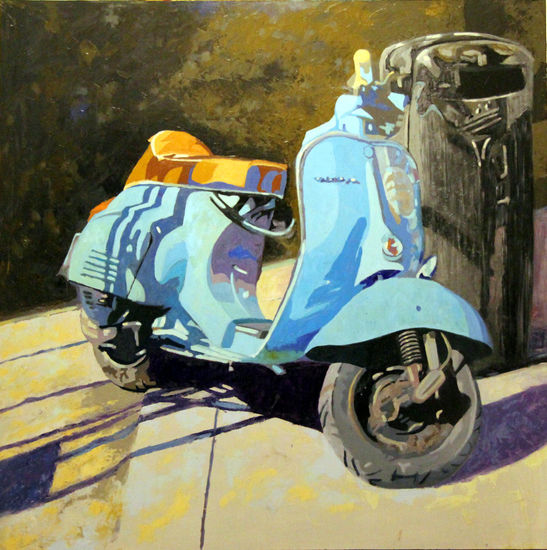 Vespa Óleo Tabla Paisaje