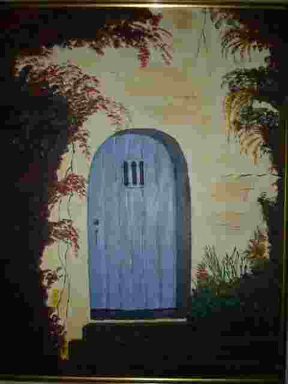 Puerta azul Acrylic Canvas Landscaping