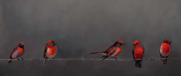 Red Birds Media Mixta Lienzo Animales