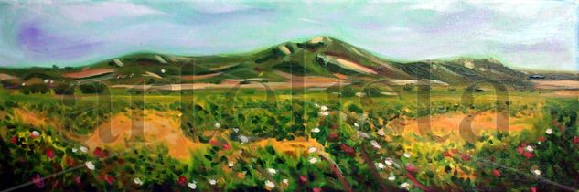 Peñarrubia desde Villena Oil Canvas Landscaping