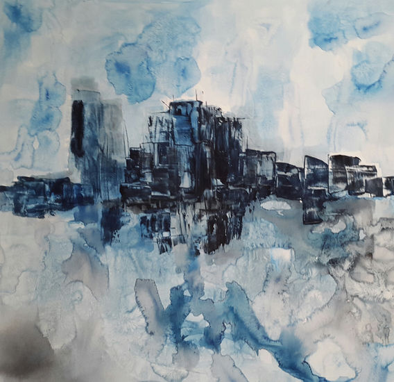 CIUDAD AZUL Mixed media Canvas Landscaping