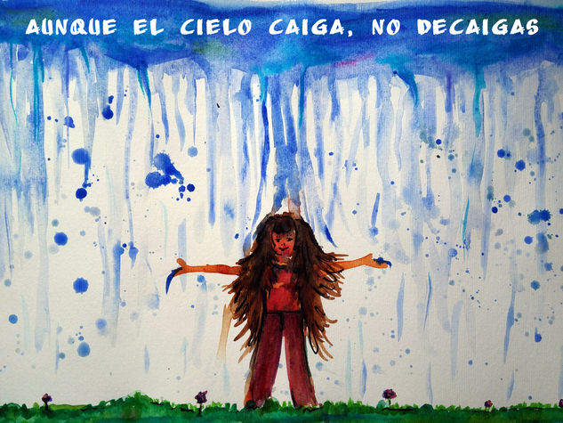 Aunque el cielo caiga Watercolour Paper Figure Painting