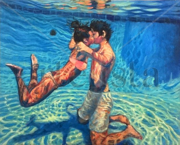 Pareja debajo del agua Oil Canvas Marine Painting