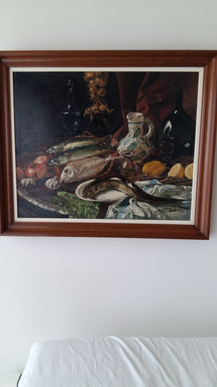 Bodegón Pescado Oil Canvas Still Life Paintings