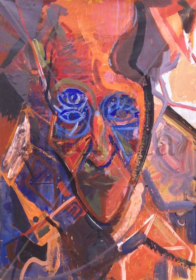 portrait of burrougsh. Acrylic Textile Figure Painting