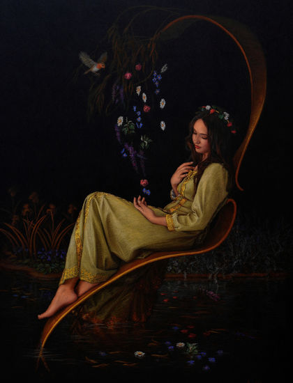 OPHELIA Y EL SAUCE (OPHELIA AND THE WILLOW). Ángel de Cáceres García, 2016. Pastel Paper Figure Painting