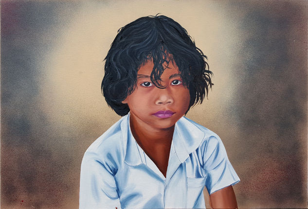 ASIAN BOY Oil Canvas Portrait