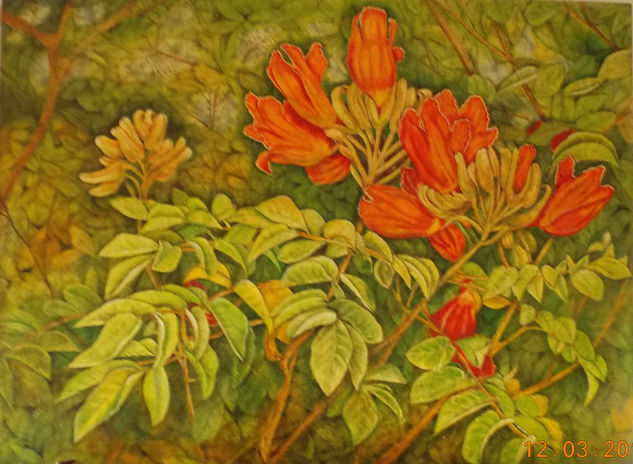 Tulipanes Africanos Oil Canvas Floral Painting