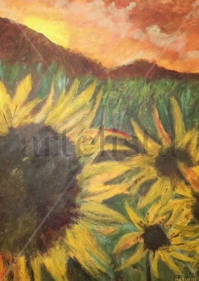 Girasoles Acrylic Canvas Landscaping