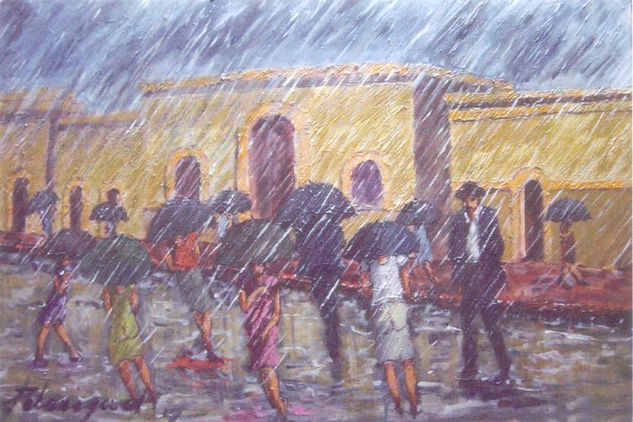 Dia de lluvia Mixed media Canvas Others