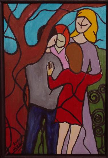 La familia Mixed media Canvas Figure Painting