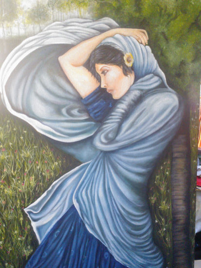 Contra viento Oil Canvas Figure Painting