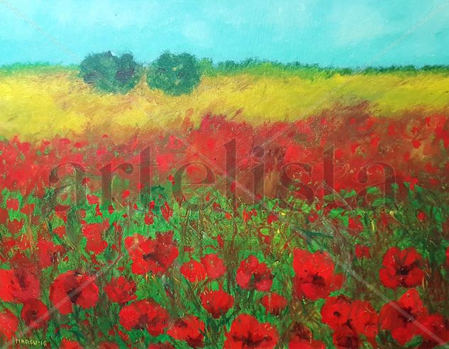 Campo de amapolas Acrylic Canvas Landscaping