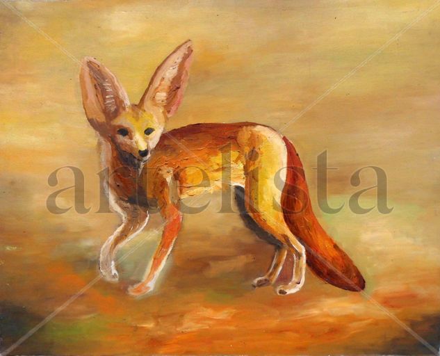 Coyote Orejon Oil Canvas Animals