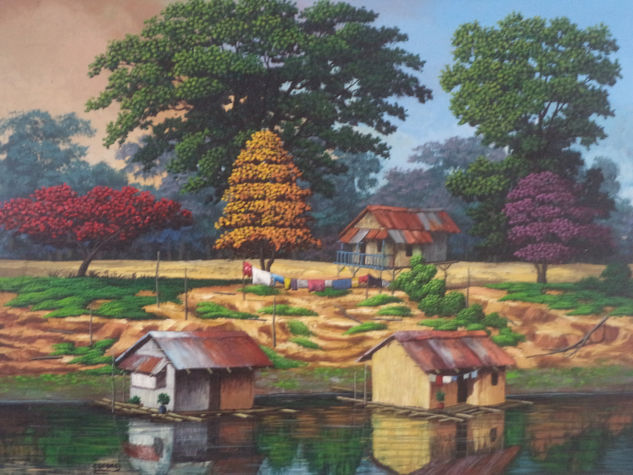 CASAS FLOTANTES Y CASA RURAL Oil Canvas Landscaping