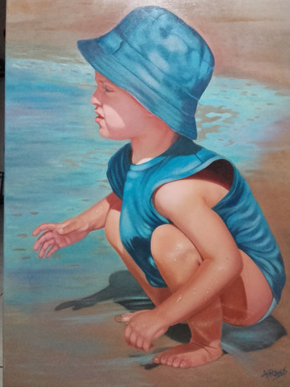 En la playa Oil Canvas Figure Painting