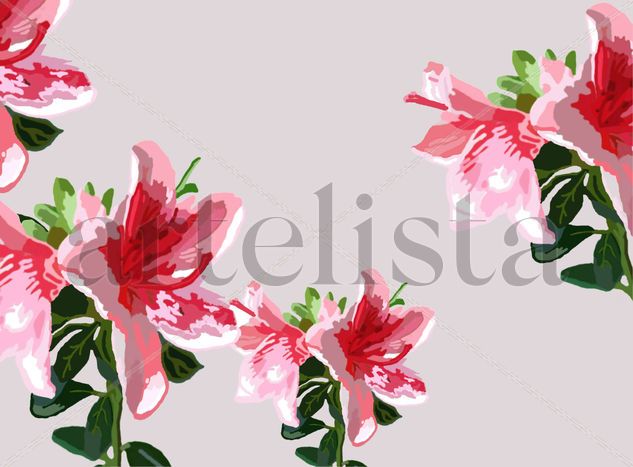 Azaleas rosas en fondo gris 