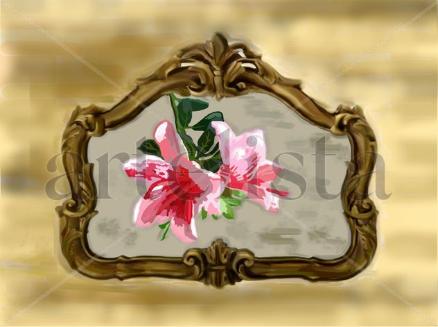 Azaleas rosa a través del espejo