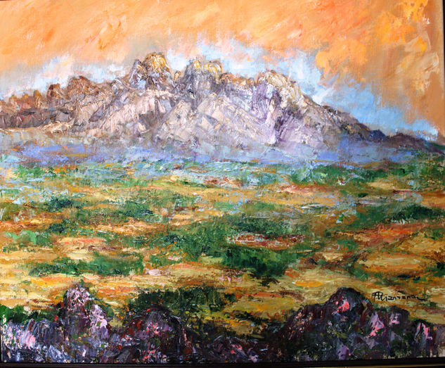 montserrat vist del castell de Subirats Oil Canvas Landscaping