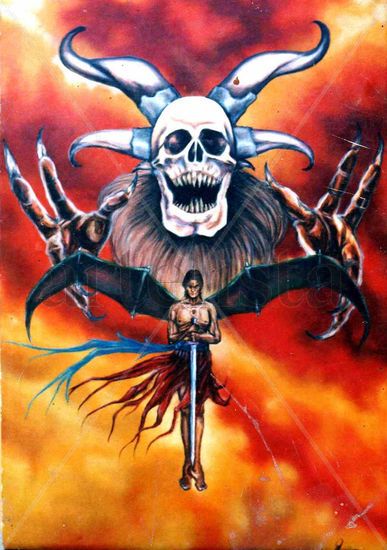 EL GUARDIÁN DEL INFIERNO Oil Canvas Figure Painting