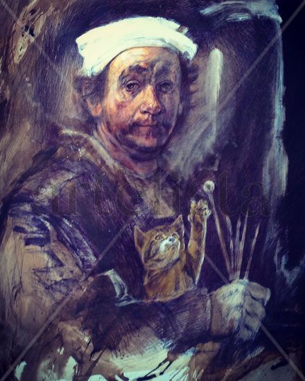 Rembrandt in pausa Acrílico Papel Figura